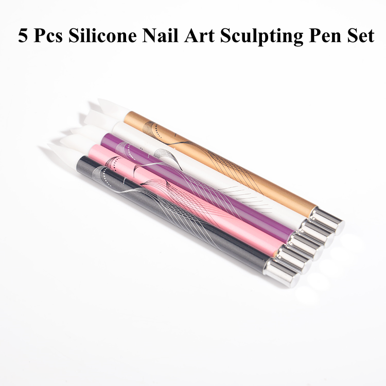 5 Pcs Silicone Nail Art Sculpting Pen Set